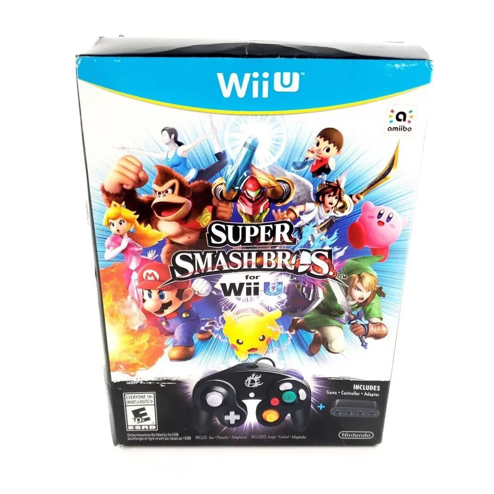 Super Smash Bros Game, Controller, Adapter Bundle Nintendo Wii U New Sealed